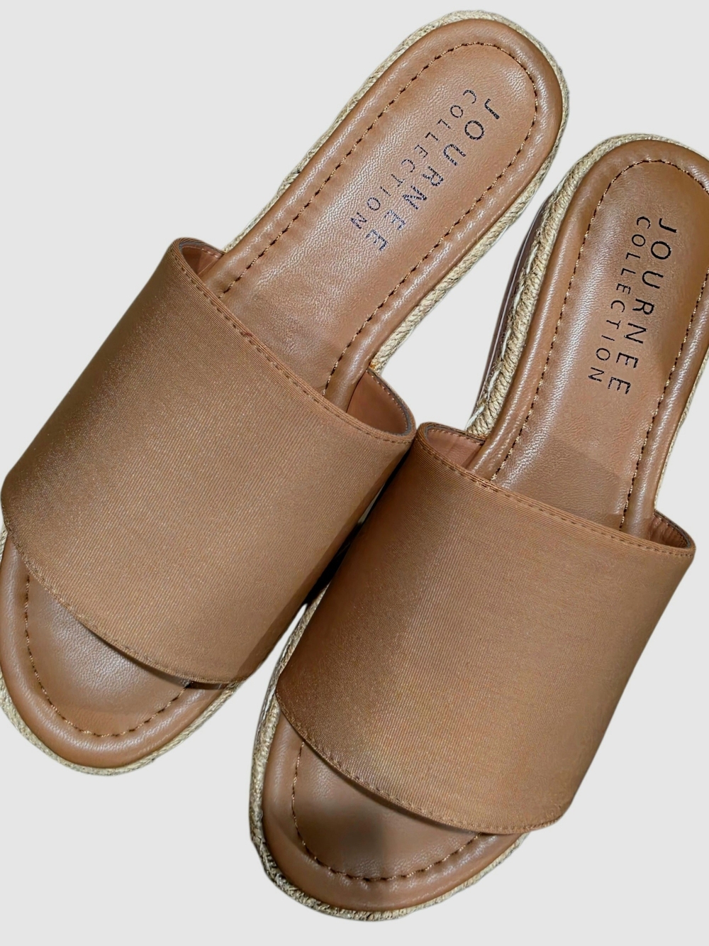 Journee Collection Women's Espadrille Tan Slide Sandals
